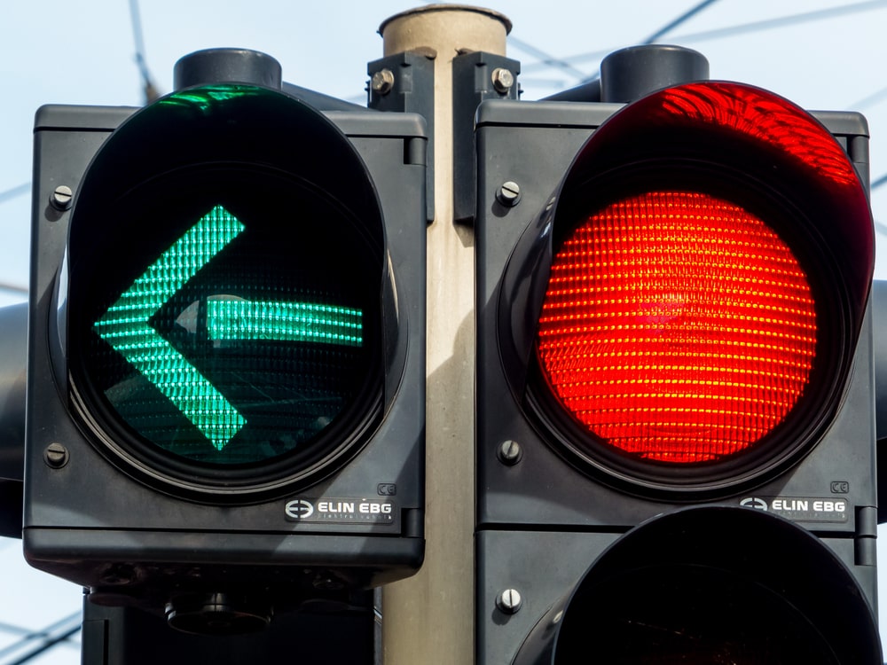 a traffic light with retoem light. green light for traffic turning left. Car Accident Attorney in New Orleans
